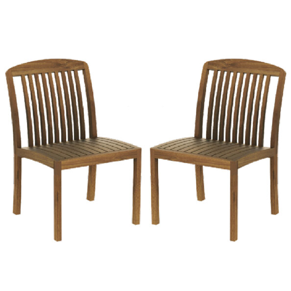Bolivia Rich Brown Wooden Garden Side Chairs In Pair
