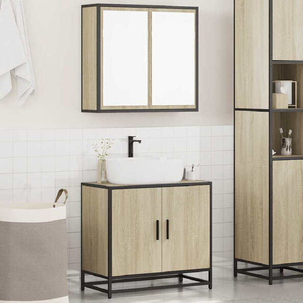 Bolivia Wooden 2 Piece Bathroom Furniture Set In Sonoma Oak