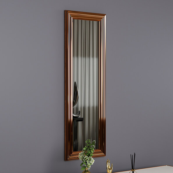 Boos Rectangular Panel Wall Mirror with Bronze Wooden Frame