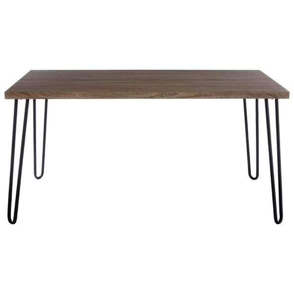 Boroh Wooden Dining Table With Metal Legs - Veneer