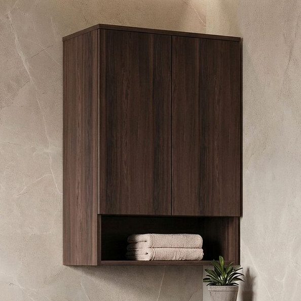 Bosco Wooden Wall Mounted Bathroom Cabinet in Dark Walnut