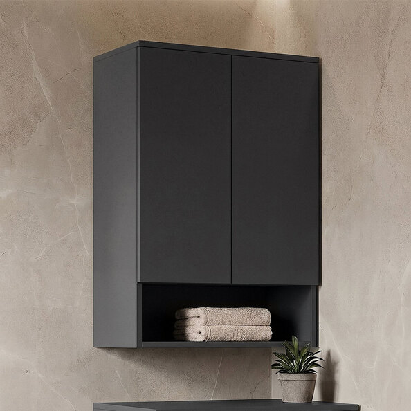 Bosco Wooden Wall Mounted Bathroom Cabinet in Matte Anthracite