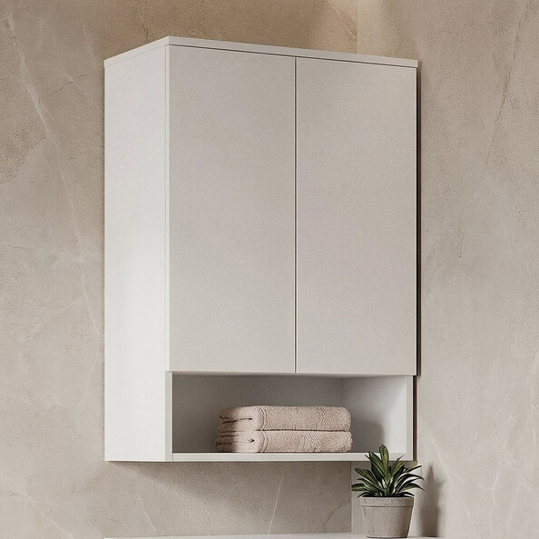 Bosco Wooden Wall Mounted Bathroom Cabinet in Matte White