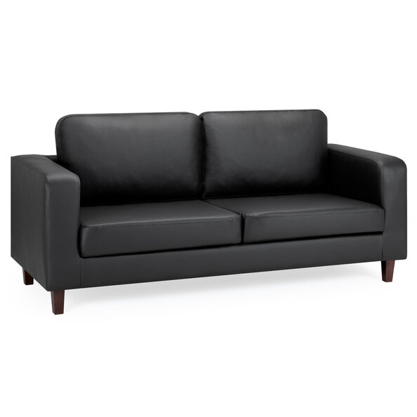 Boston Faux Leather 3 Seater Sofa In Black