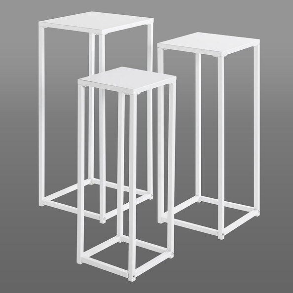 Boulder Metal Set Of 3 Planter In White
