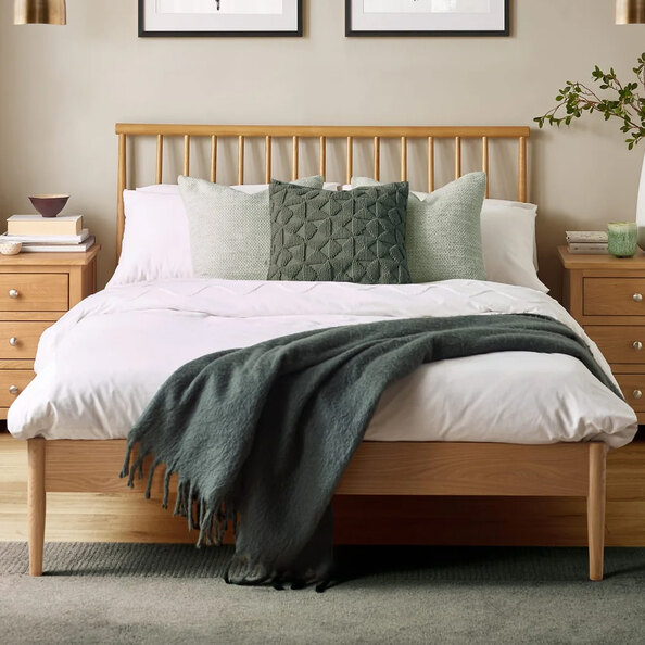 Brainerd Wooden Double Bed - Light Oak
