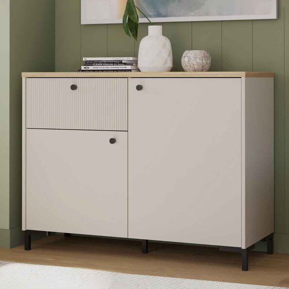 Bramley Wooden Sideboard 2 Doors 1 Drawer in Mauvella Oak and Sand