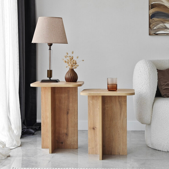 Braxton Wooden Nesting Side Tables in Oak