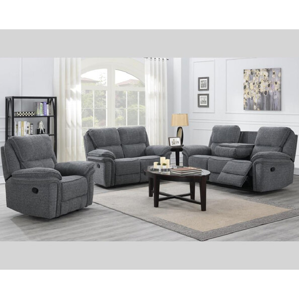 Brela Fabric Recliner Sofa Suite In Grey
