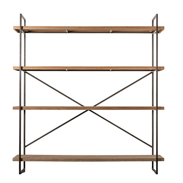 Brigade Wooden Display Unit With Black Metal Frame In Natural