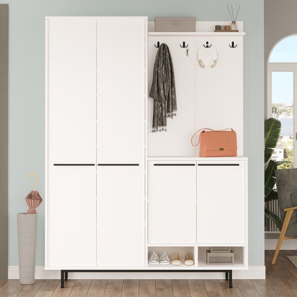 Brivon Wooden Hallway Furniture with 4 Doors in White