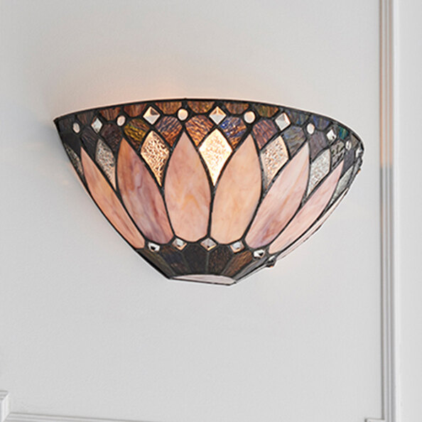 Brooklyn Tiffany Glass Wall Light In Dark Bronze