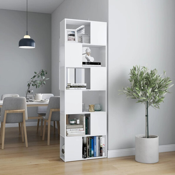 Brooks Wooden Bookcase With 6 Compartments In White