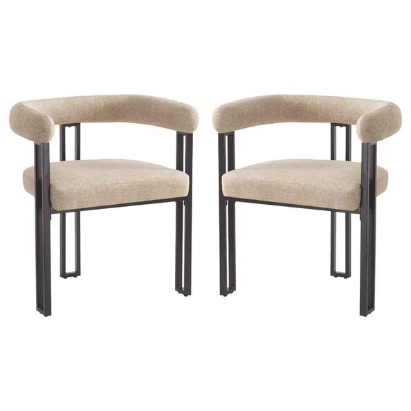 Bruges Fabric Dining Chair In Pair - Oatmeal