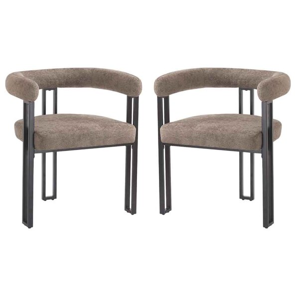 Bruges Fabric Dining Chair In Pair - Taupe