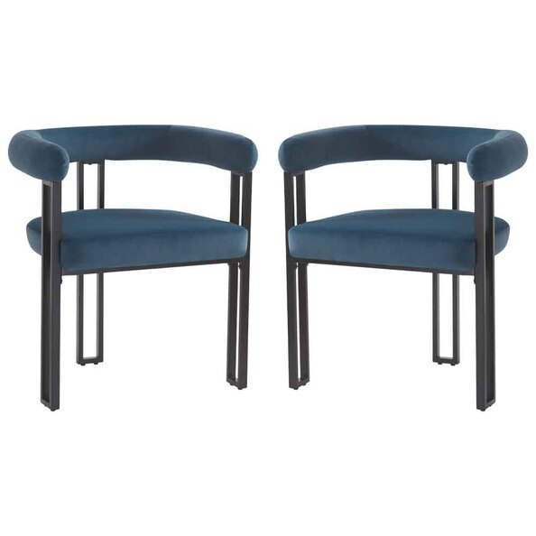Bruges Valvet Dining Chair In Pair - Blue
