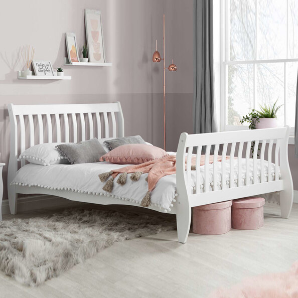 Bushnell Wooden Double Bed In White