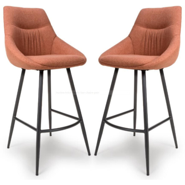 Buxton Brick Fabric Bar Chairs In Pair