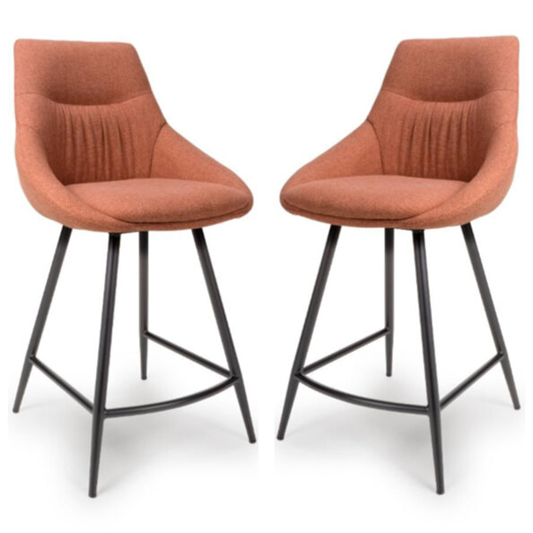 Buxton Brick Fabric Counter Bar Chairs In Pair