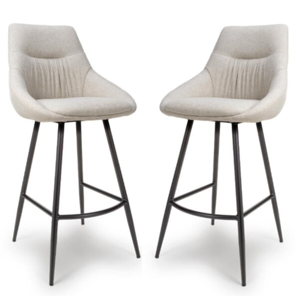 Buxton Natural Fabric Bar Chairs In Pair