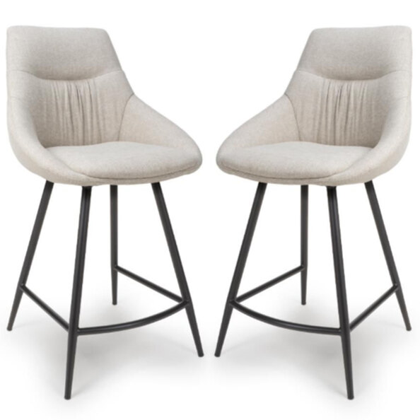 Buxton Natural Fabric Counter Bar Chairs In Pair