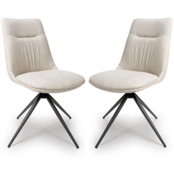 Buxton Natural Swivel Fabric Dining Chairs In Pair