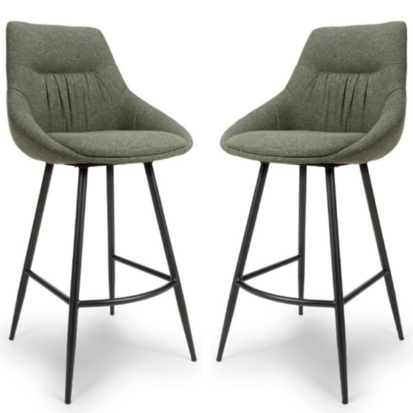 Buxton Sage Fabric Bar Chairs In Pair