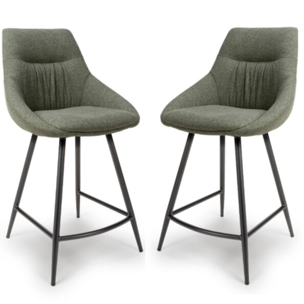 Buxton Sage Fabric Counter Bar Chairs In Pair