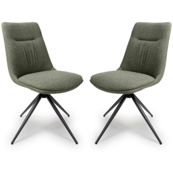Buxton Sage Swivel Fabric Dining Chairs In Pair