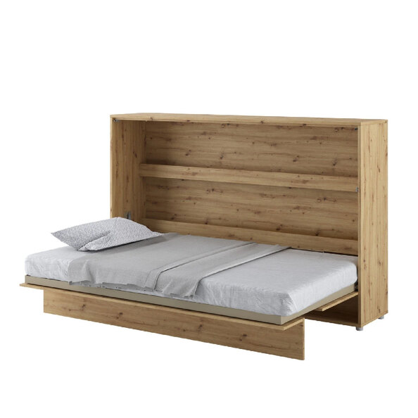 Cadillac Horizontal Wall Wooden Small Double Bed In Artisan Oak