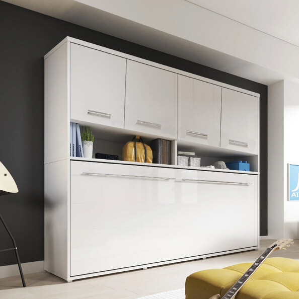 Cadott Wooden Horizontal Wall Single Bed In Matt White