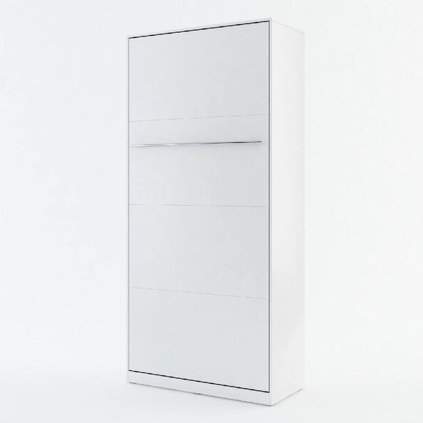 Cadott Wooden Vertical Wall Single Bed In Matt White