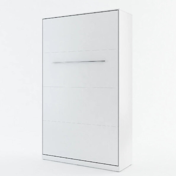 Cadott Wooden Vertical Wall Small Double Bed In Matt White