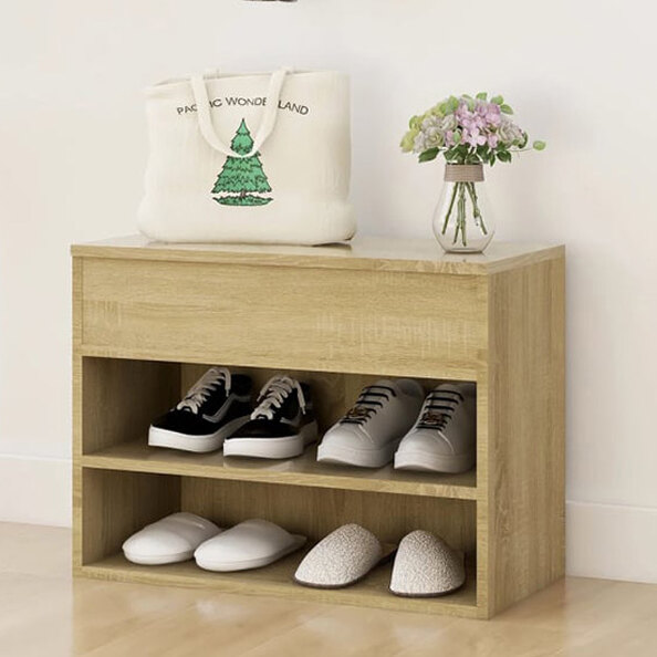 Caelius Wooden Shoe Storage Bench In Sonoma Oak