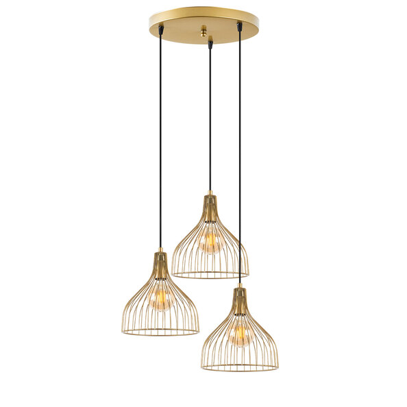 Cafu 3 Light Metal Ceiling Pendant Light in Gold