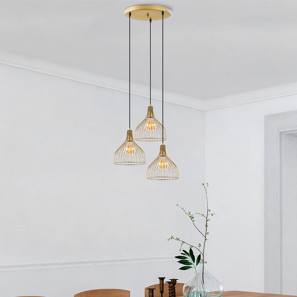 Cafu 3 Light Metal Ceiling Pendant Light in Gold