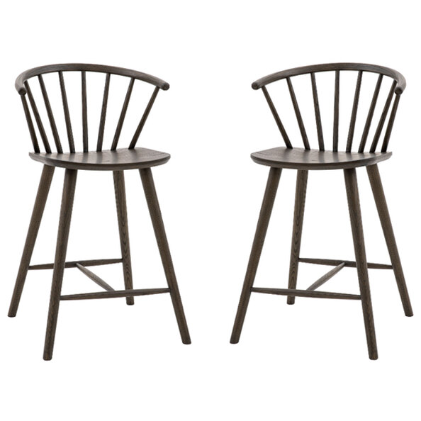 Cairo Mocha Wooden Bar Stools In Pair