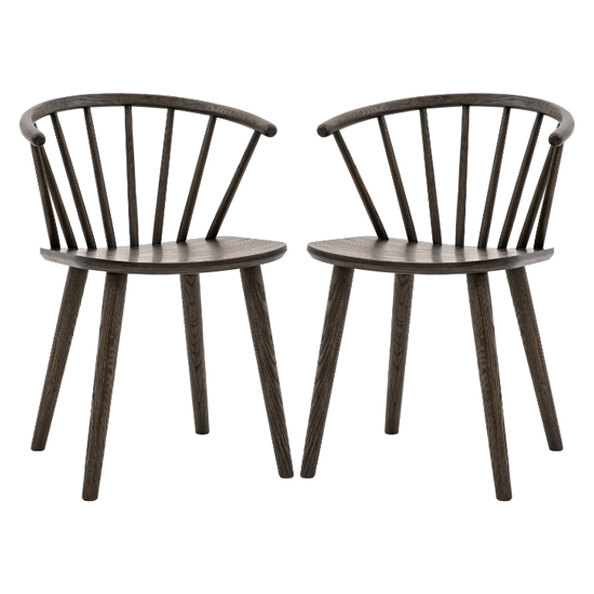 Cairo Mocha Wooden Dining Chairs In Pair