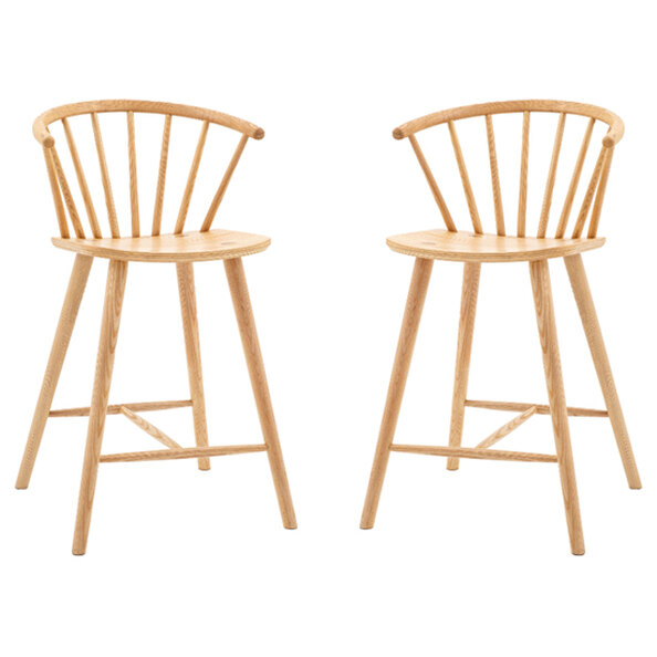 Cairo Natural Wooden Bar Stools In Pair