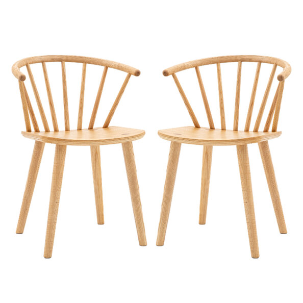 Cairo Natural Wooden Dining Chairs In Pair