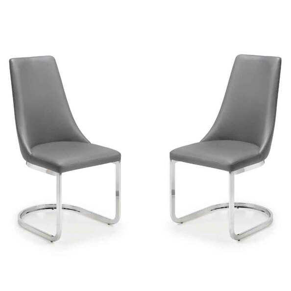 Caishen Grey Faux Leather Dining Chairs in Pair