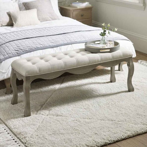 Caitlyn Fabric Ottoman in Oatmeal and Limed Oak