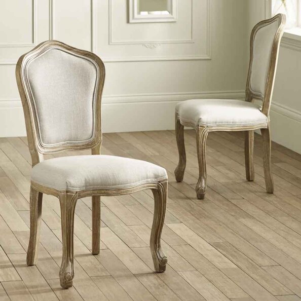 Caitlyn Oatmeal and Limed Oak Wooden Dining Chairs in Pair