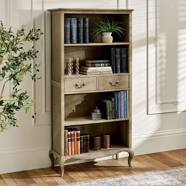 Caitlyn Wooden French Style Bookcase in Limed Oak