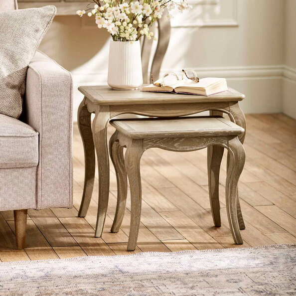 Caitlyn Wooden Nesting Side Table in Limed Oak