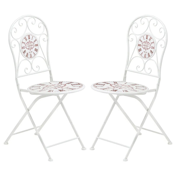 Calderon Outdoor Cream Metal Seating Chairs In Pair