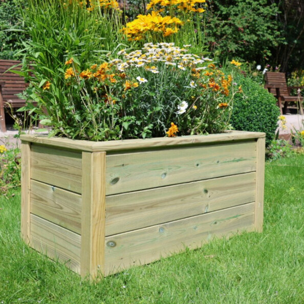 Caledonian Wooden Garden Trough Planter In Light Oak