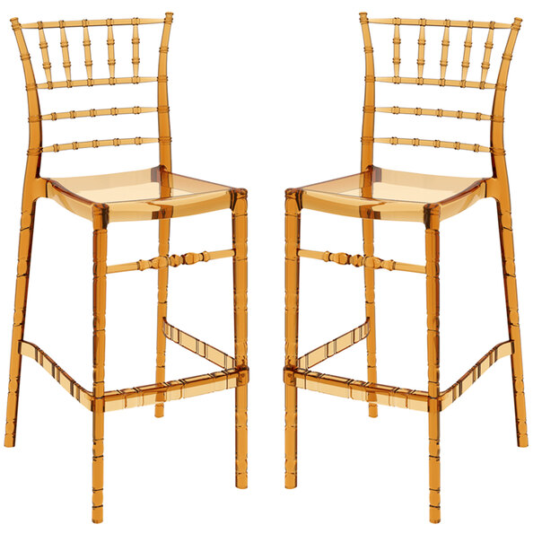 Calhoun Amber Transparent Polycarbonate Bar Stools In Pair