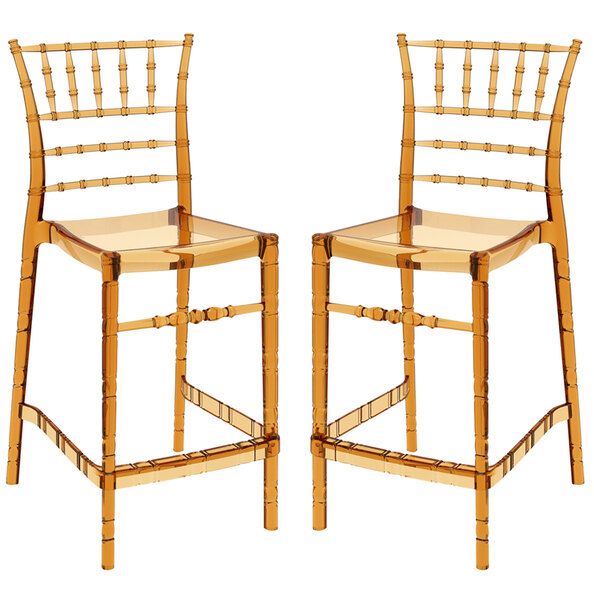 Calhoun Amber Transparent Polycarbonate Bistro Stools In Pair
