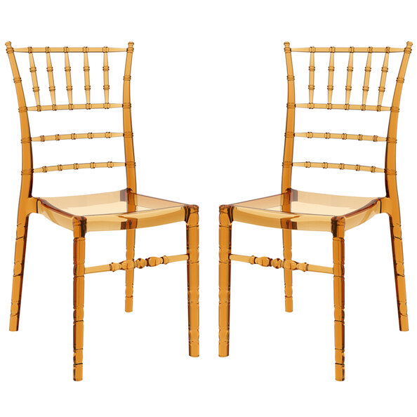 Calhoun Amber Transparent Polycarbonate Side Dining Chairs In Pair
